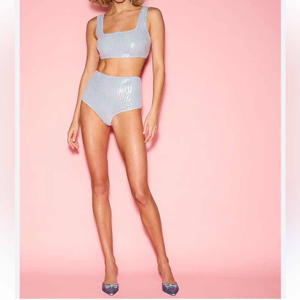 Victoria's Secret Iridescent Pale Blue Sequin Set